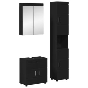 vidaXL Комплект мебели за баня TULUM 3 pcs Черно 60 x 34 x 63 см