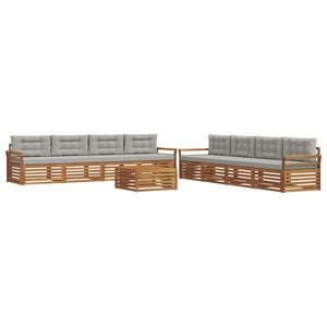 vidaXL Комплект дивани за открито 9 pcs Естествено и светло сиво