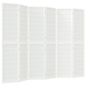 vidaXL Параван за стая, 6 панела, в японски стил, 240x170 cм, бял