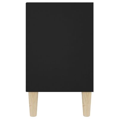 vidaXL ТВ шкаф с крака от дърво масив, черен, 103,5x30x50 см