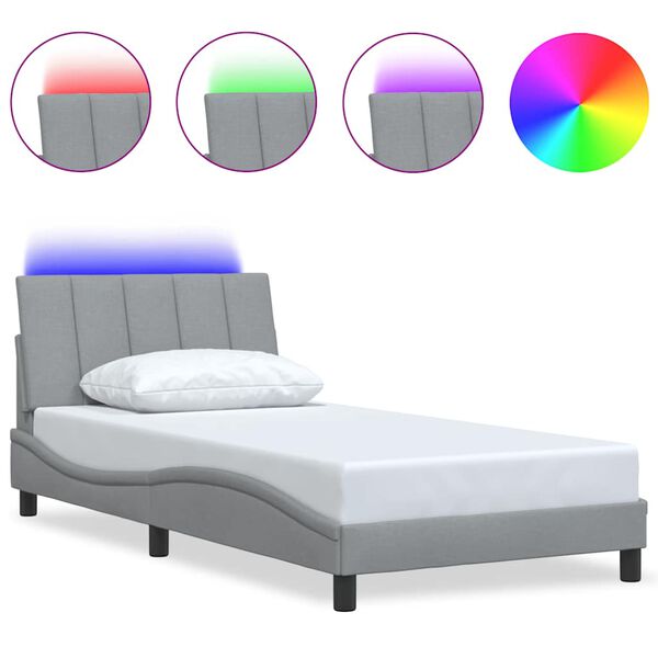 vidaXL Рамка за легло без матрак Hanko, светлосива, 100x200 см, плат