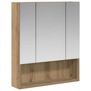vidaXL Шкаф с огледало за баня с рафт Дъб Артизан 60 x 14.5 x 70 см