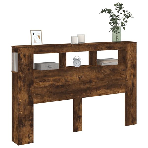 vidaXL LED горна табла, опушен дъб, 160x18,5x103,5 см, инженерно дърво