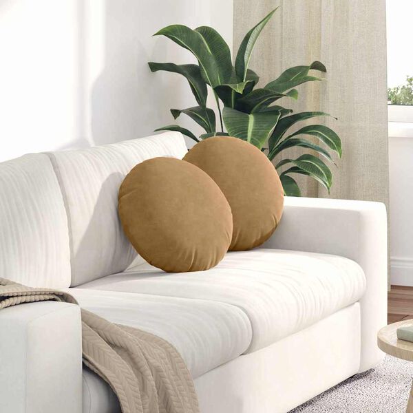 vidaXL Възглавници за седалки 2 pcs Кафяво Ø 40 x 13 см Кадифе