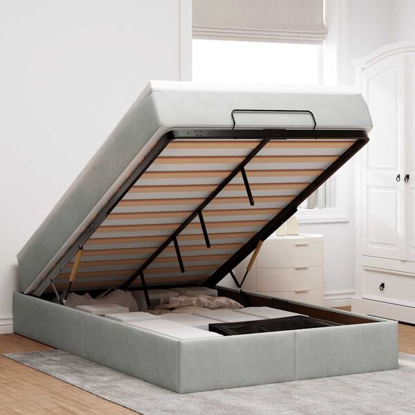 vidaXL Османска легло с матрак, светлосиво, 120x200 см, кадифе