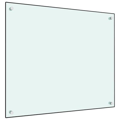 vidaXL Кухненски гръб, бял, 70x60 см, закалено стъкло
