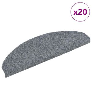 vidaXL Самозалепващи се постелки за стълби, 20 бр., 65x21x4 см, светлосиви, полукръгли, големи