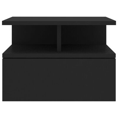 vidaXL Нощно шкафче за стена, черно, 40x31x27 см, ПДЧ