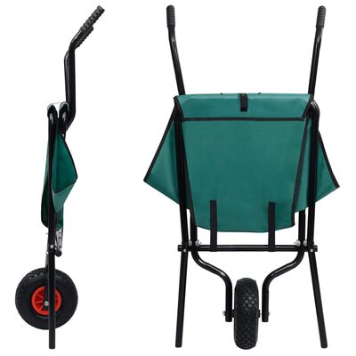 vidaXL Сгъваема градинска количка, 60 л, зелена