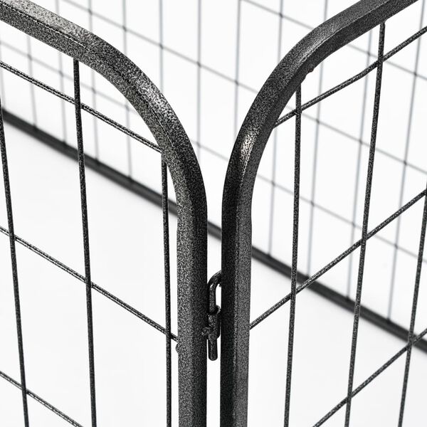 vidaXL Подсилено заграждение за кучета, черно, 120x80x70 см, стомана