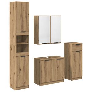 vidaXL Комплект мебели за баня 4 бр. Дъб 64,5 x 33,5 x 59 см