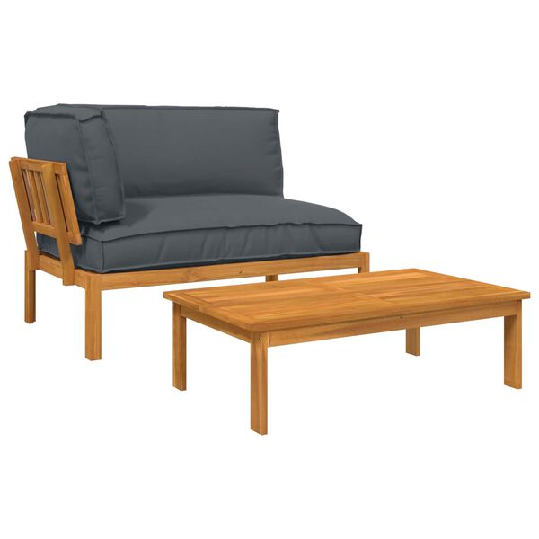 vidaXL Комплект дивани 2 pcs Антрацит Солидно акациево дърво
