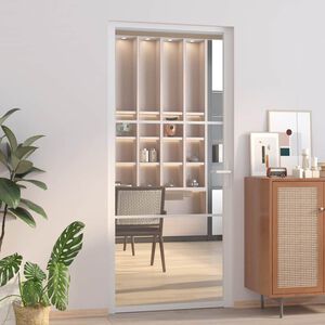 vidaXL Интериорна врата 93x201,5 см бяла ESG стъкло и алуминий