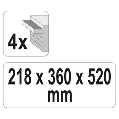 YATO Кутия за инструменти с 4 чекмеджета, 52x21,8x36 см