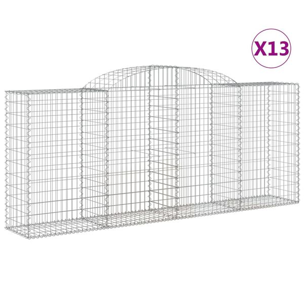vidaXL Габионни кошници арка 13 бр 300x50x120/140см поцинковано желязо