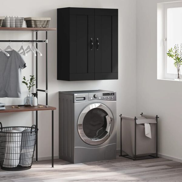 vidaXL Стенен шкаф черен 69,5x34x90 см инженерно дърво