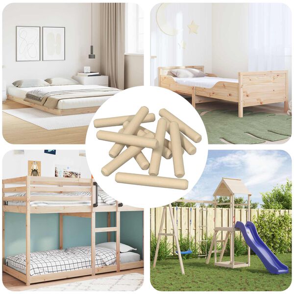 vidaXL Дървени дюбели 12 pcs Кафяво &Oslash;8 x 50 мм Масивна дървесина