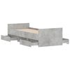 vidaXL Рамка за легло с горна и долна табла, бетонно сива, 75x190 см