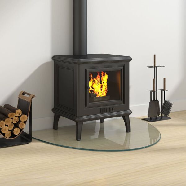 vidaXL Стъклена плоча за камина полукръгла 800x600 мм