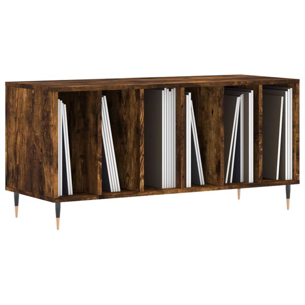 vidaXL Шкаф за винилови плочи опушен дъб 100x38x48 см инженерно дърво