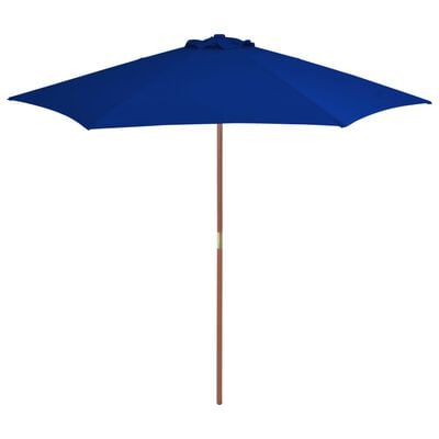 vidaXL Градински чадър с дървен прът, син, 270 см