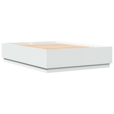 vidaXL Рамка за легло, бяла, 150x200 см, масивно дърво