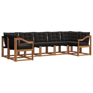 vidaXL Комплект дивани за открито 7 pcs Естествено и черно