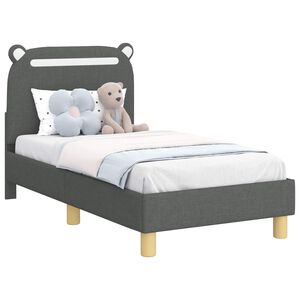 vidaXL Легло за малко с главна дъска Тъмносиво 70 x 140 cm Текстил