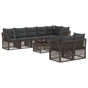 vidaXL Градински Софа Комплект 9 pcs Сиво полиратан