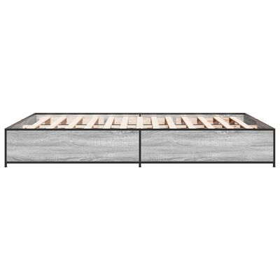 vidaXL Рамка за легло, сив сонома, 120x190 см, инженерно дърво и метал