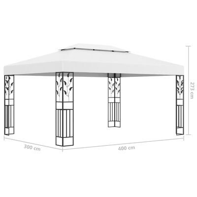 vidaXL Шатра с двоен покрив и LED светещи стрингове, 3x4 м, бяла