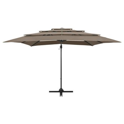 vidaXL Градински чадър на 4 нива с алуминиев прът, таупе, 250x250 см