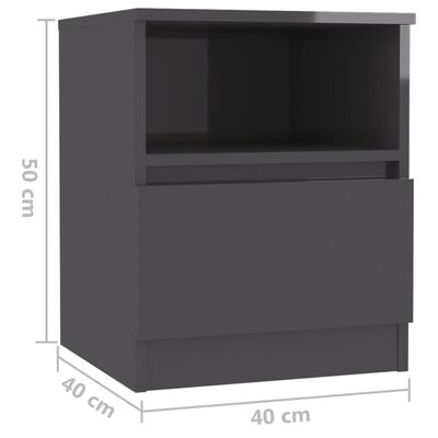 vidaXL Нощни шкафчета, 2 бр, сив гланц, 40x40x50 см, ПДЧ