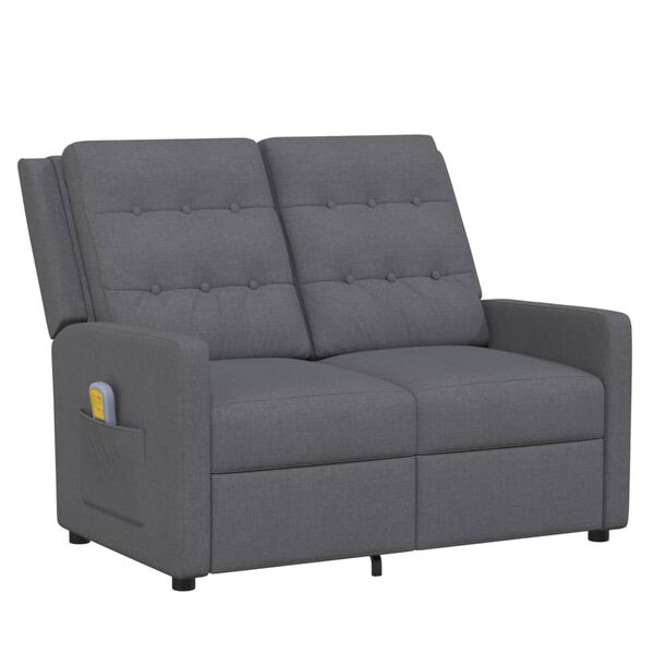 vidaXL 2-местен масажен реклайнер, светлосив, текстил