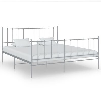 vidaXL Рамка за легло, сива, метал, 200x200 cм