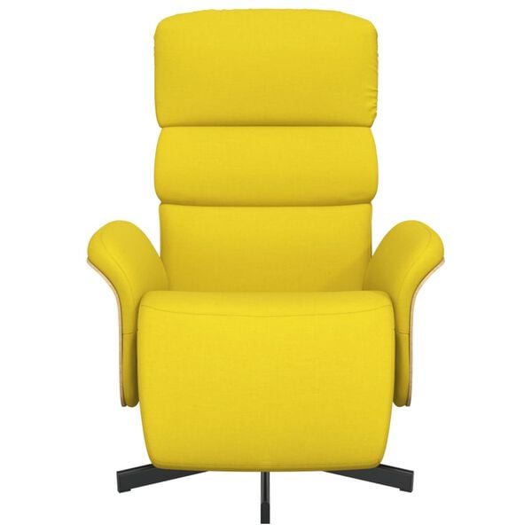 vidaXL Реклайнер стол с поставка за крака, светложълт, текстил