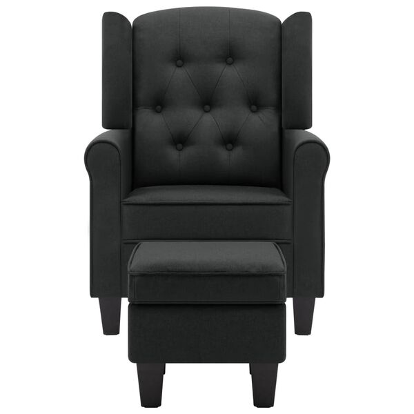 vidaXL Фотьойл с табуретка за крака, тъмносив, текстил