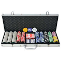 vidaXL Покер комплект с 500 лазерни чипа, алуминий