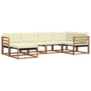 vidaXL Комплект дивани за открито 6 pcs Натурален и Крема