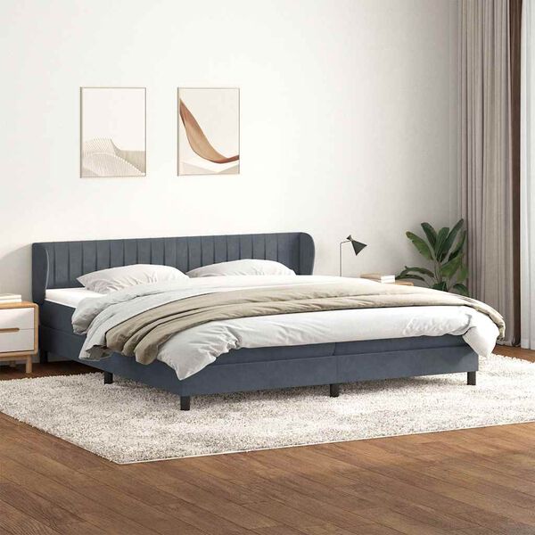 vidaXL Box Spring легло с матраци Тъмно сиво 180x210 cm кадифе