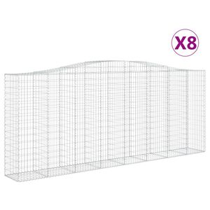 vidaXL Габионни кошници арка 8 бр 400x50x160/180 см поцинковано желязо