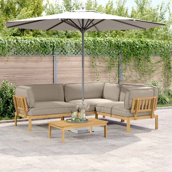 vidaXL Комплект дивани Едноцветен 4 pcs Таупе Солидно акациево дърво