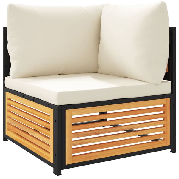 vidaXL Градински диван от 4 части, с възглавници, масивна акация