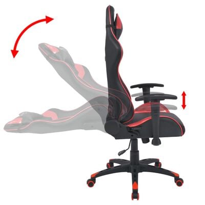 vidaXL Офис стол, накланящ се, изкуствена кожа, червен