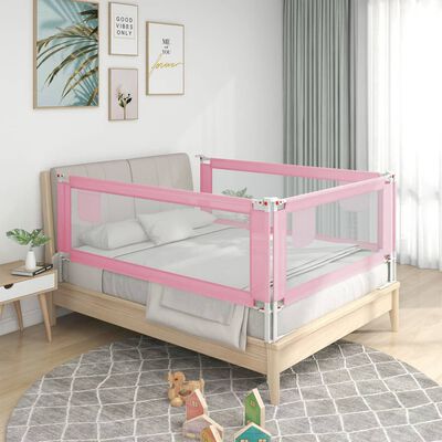 vidaXL Ограничител за бебешко легло, розов, 180x25 см, плат