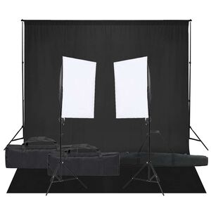 vidaXL Фотографски комплект за студио с комплект лампи и фон