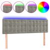 vidaXL LED горна табла за легло, светлосива, 144x5x78/88 см, кадифе