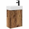 vidaXL Мивка за баня със смесител Старо дърво 45,5 x 22,5 x 84 см