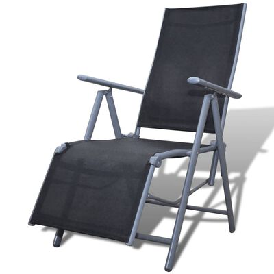 vidaXL Градински стол за отдих, алуминий, черен