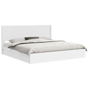 vidaXL Рамка за легло с място за съхранение и табла Бяло 180 x 200 cm